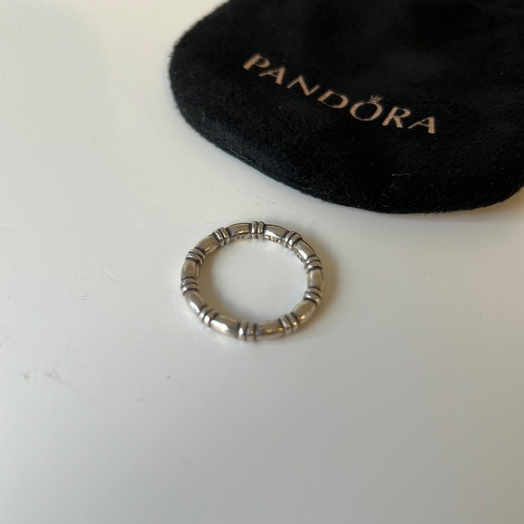 Pandora Bamboo ALE 925 Sterling Silver Stacking Ring Size 55 & Pouch - Picture 2 of 2